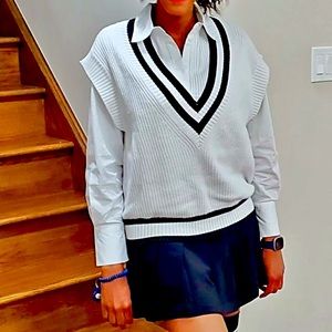 Ribbed Black and White Sweater Vest